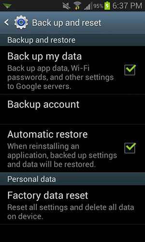 resetandroid factory