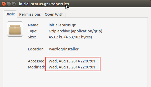 find-uptime-installation-date-linux-folder-properties
