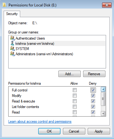 restrict-access-to-partition-deny-access