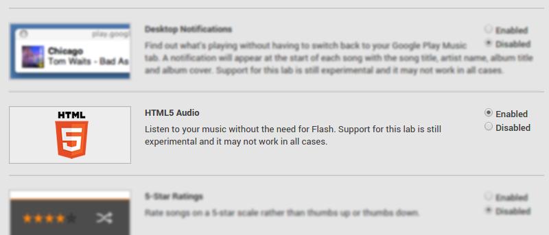 Enable HTML5 Playback in Google Play Music