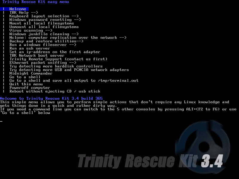 Trinity Rescue Kit: CPR for your computer. Trinity Rescue Kit: CPR for your computer.