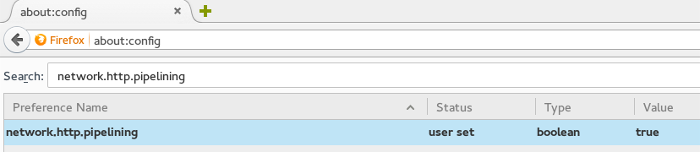 Double-click and set network.http.pipelining to true.