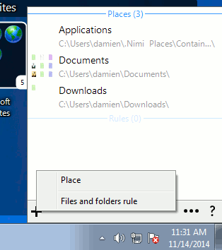 nimi-places-system-tray-settings