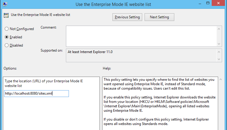 enterprise-mode-website-list