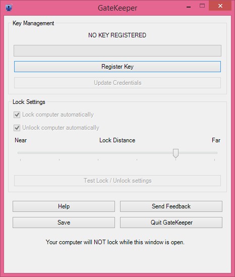 Registering the GateKeeper key only takes a minute.