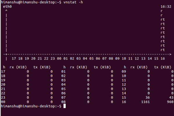 vnstat-hourly-output