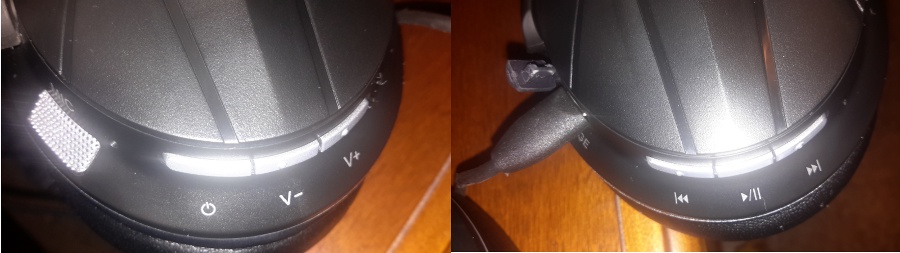 Avantek earphone buttons and ports.