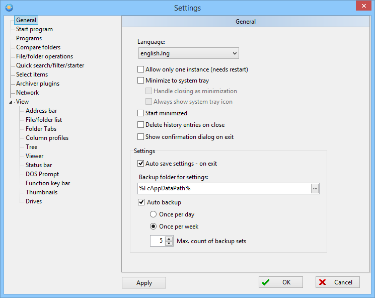 freecommander-settings-panel