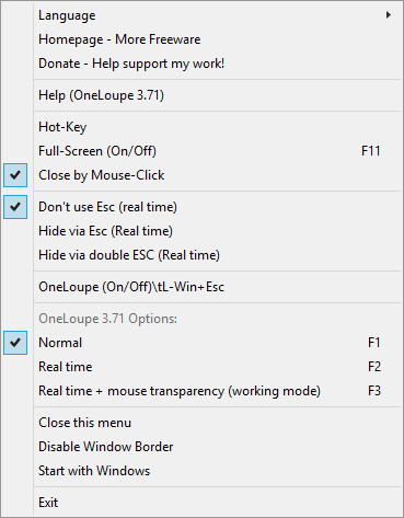 OneLoupe options. OneLoupe options.