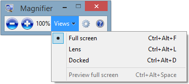Full-screen option in Windows Magnifier. Full-screen option in Windows Magnifier.
