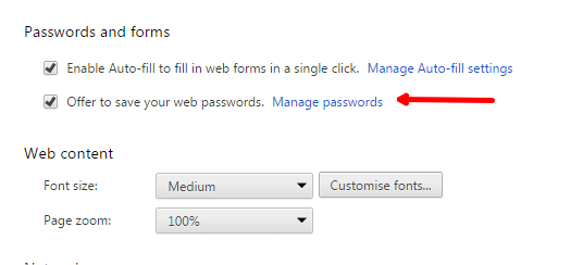 Manage Saved Passwords in Google Chrome Manage Saved Passwords in Google Chrome