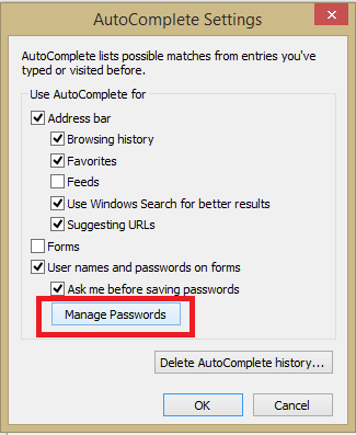 Manage Saved Passwords in Internet Explorer Manage Saved Passwords in Internet Explorer