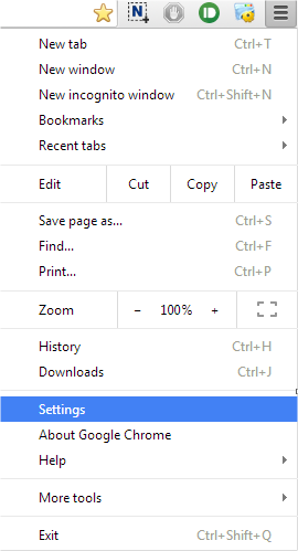 Settings in Google Chrome Settings in Google Chrome