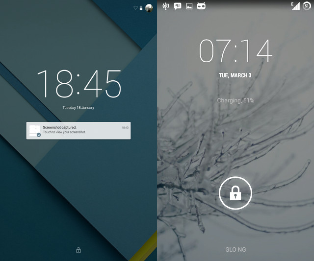Lollipop vs Kitkat - Lockscreen