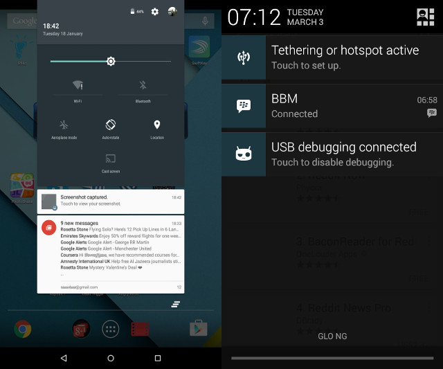Lollipop vs Kitkat - Notifications