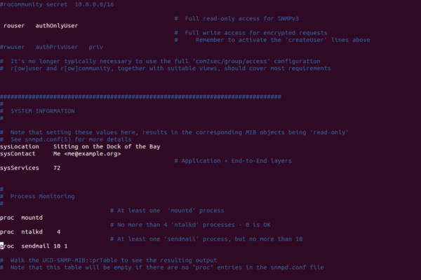 The /etc/snmp/snmpd.conf file.