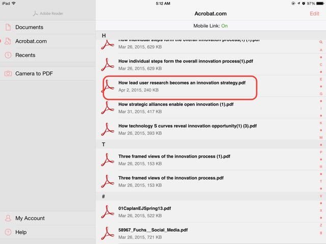 Adobe Reader on the iPad. Adobe Reader on the iPad.