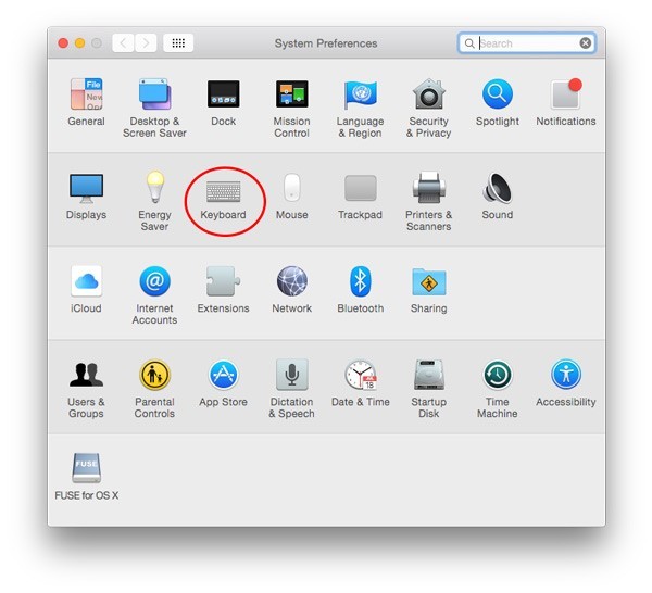  Click on 'Keyboard.'