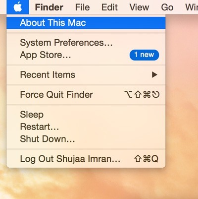 From the Apple menu click on 'About This Mac.'