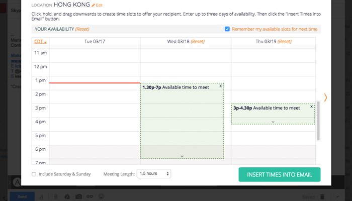 Hold, drag and set meetings. Hold, drag and set meetings.