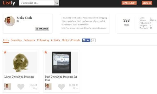 List.ly is a popular service for curating and sharing links.