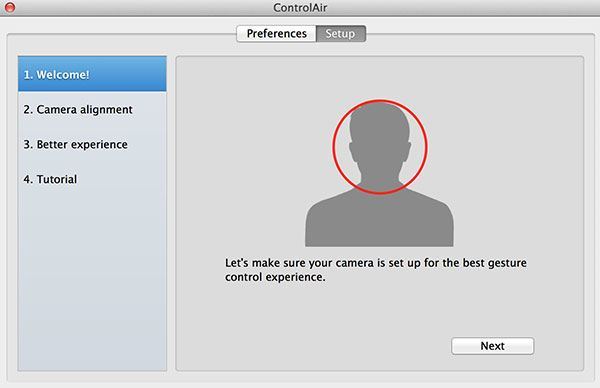 ControlAir welcome screen