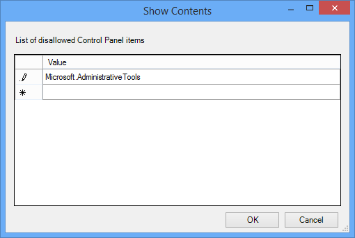 Open the 'Show contents' window.