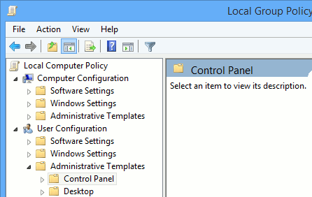 The Control Panel folder.
