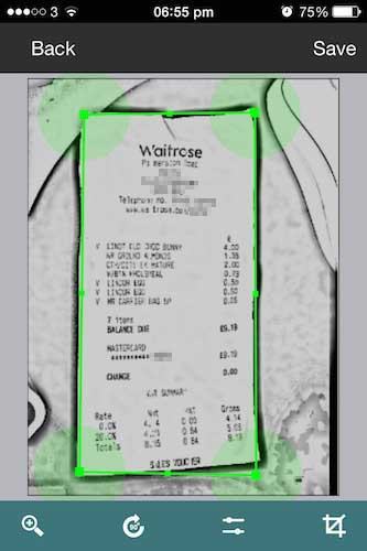 Scanned receipt