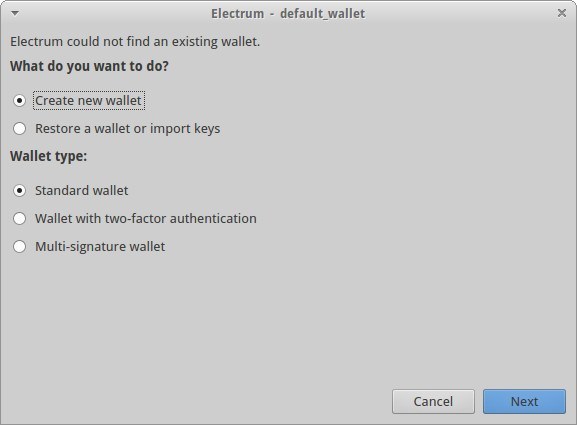 Create a new wallet.