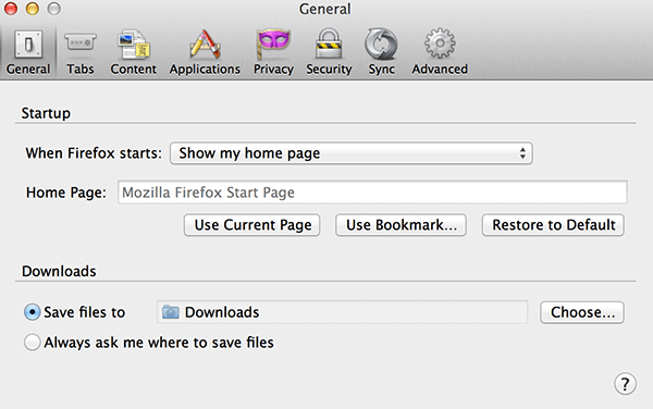 The option for setting up a master password is located in the 'Security' panel.