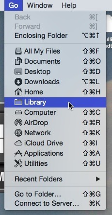 Use option key to go to Library in OS X. Use option key to go to Library in OS X.