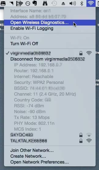 Use Option key for advanced wireless info in OS X. Use Option key for advanced wireless info in OS X.