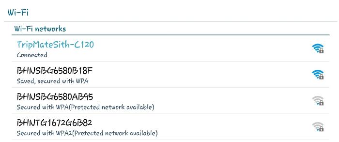Connect to the TripMateSith-XXXX SSID.