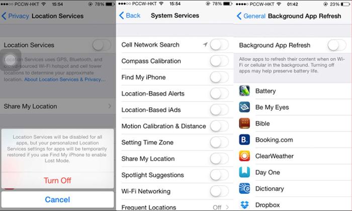 Toggle off these services.