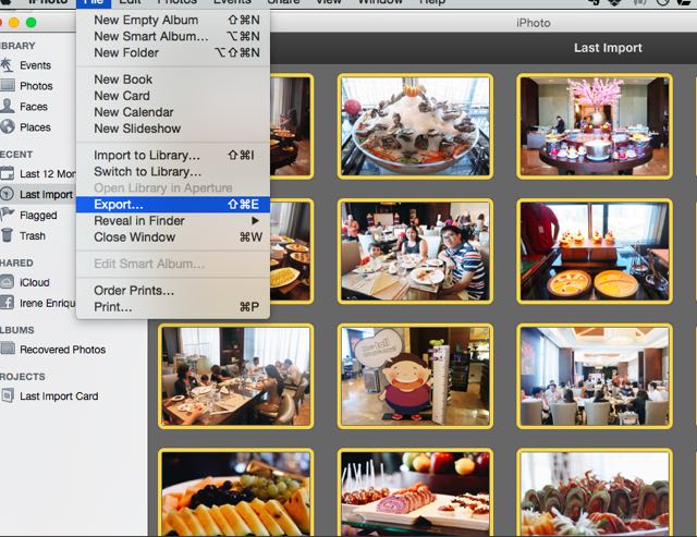 Export photos from iPhoto. Export photos from iPhoto.