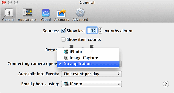 Select 'No application' Select 'No application'