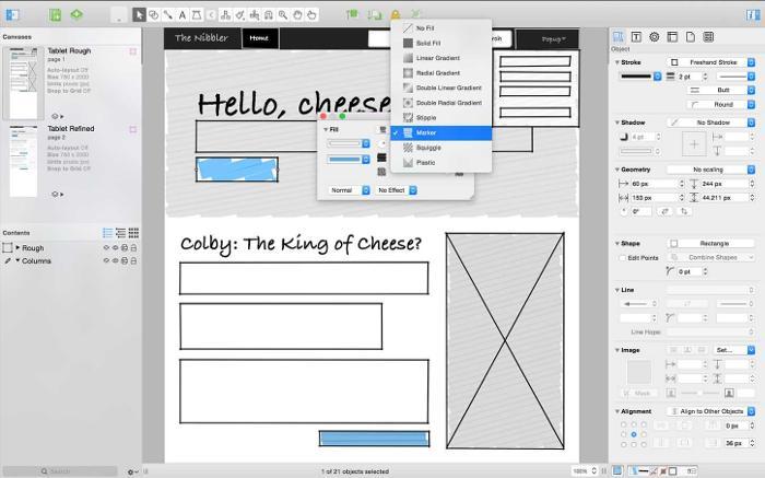 The OmniGraffle interface at a glance.