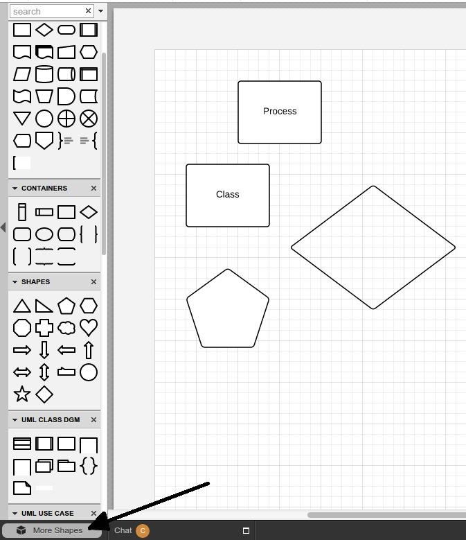 Drag-and-drop shapes and containers to document.