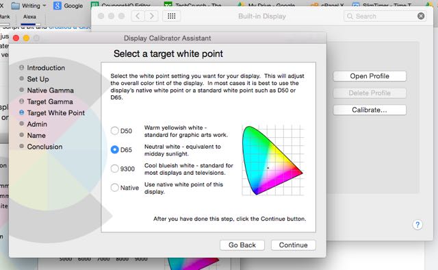 Choose D65 for the daylight setting. Choose D65 for the daylight setting.