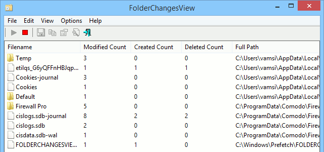 FolderChangesView can be used to monitor a selected folder for any changes.