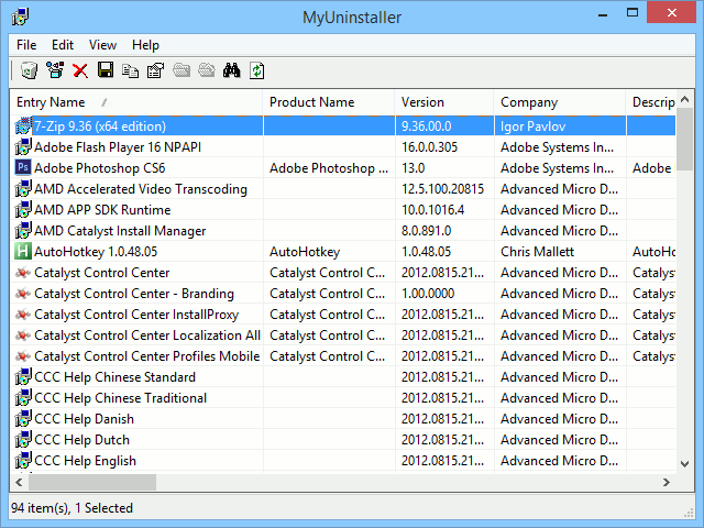 MyUninstaller: An alternative for the regular Windows uninstaller.