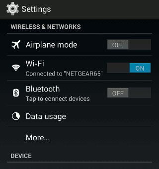 Tap More to access Mobile Networks.