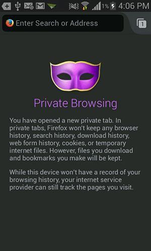 About private browsing in Firefox.