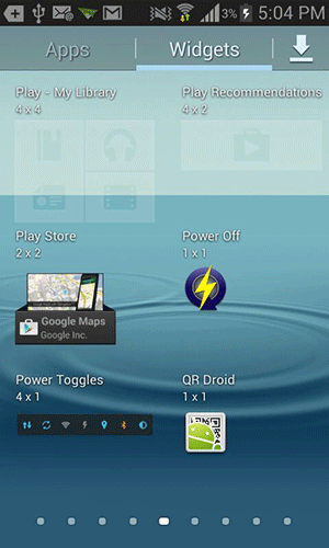 Find the 'Power Toggles' widget.