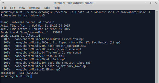 Find all deleted files within the previous 24 hours in the Music folder. Find all deleted files within the previous 24 hours in the Music folder.