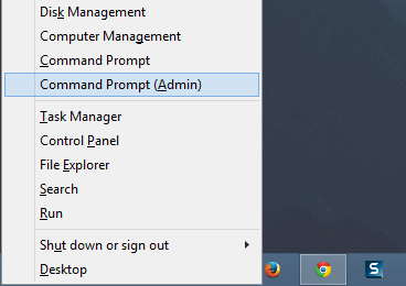 Select the option 'Command Prompt (Admin).'