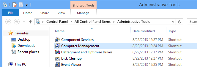 Rename using the Computer Management utility.