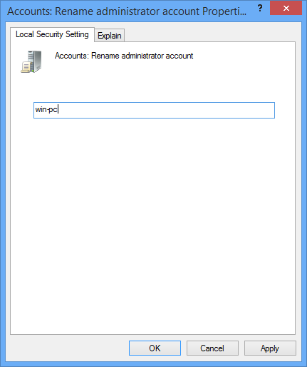 Enter the new administrator account username.