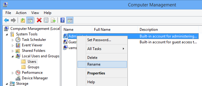 Select the option 'Rename.'